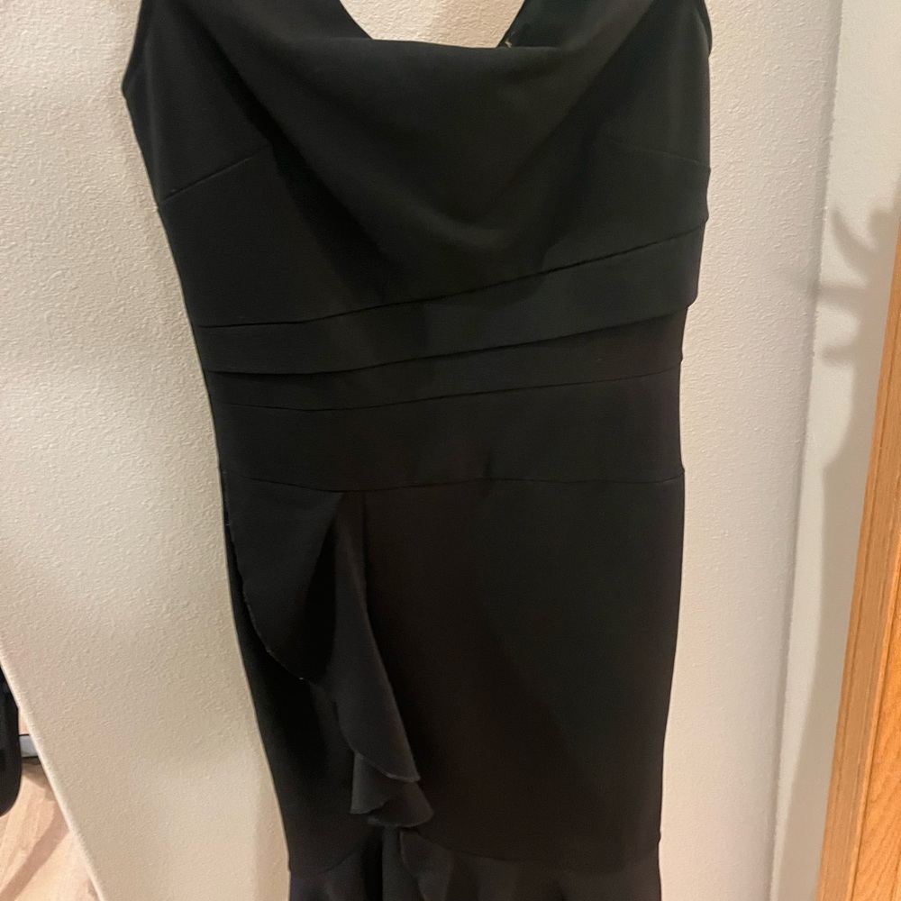 Classic Black Cowl Neck Evening Dress